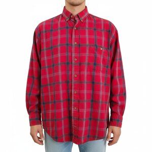 Vintage Greatland Apparel Flannel Plaid Button Down Long Sleeve Red Mens Large